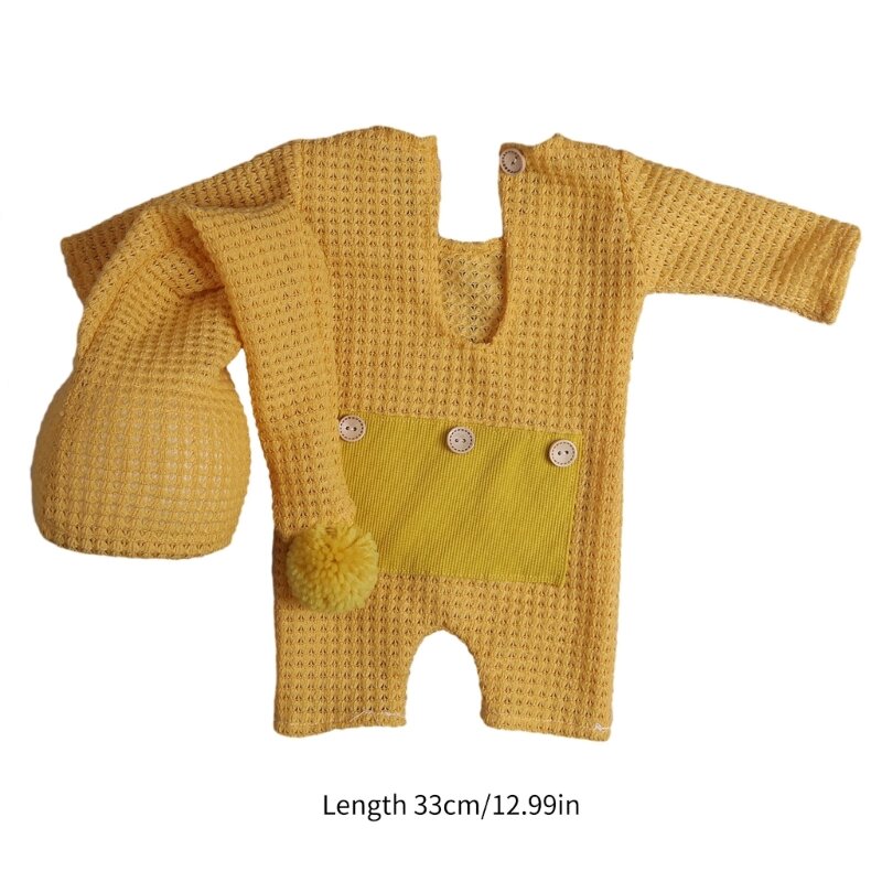 HUYU Pakaian Fotografi Bayi Baru Lahir Cantik Baju Monyet Bayi dengan Set Topi Setelan Pemotretan Bayi Baru Lahir Mengabadikan