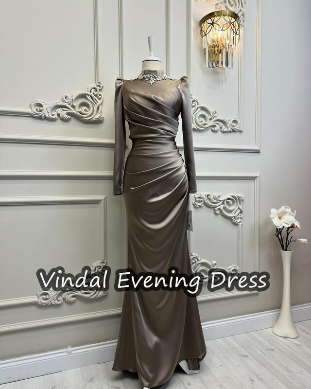 Женское вечернее платье-Русалка Vindal, элегантное крепированное платье для выпускного вечера с длинными рукавами и глубоким вырезом, со встроенным бюстгальтером, модель 2024 года