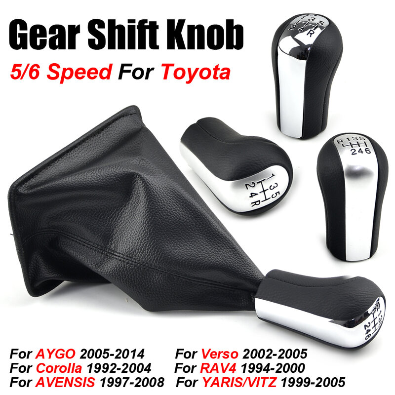 Gear Shift Knob Lever Shifter, Stick Gaiter, Capa de inicialização para Toyota Corolla 1998-2003, AYGO Verso, RAV4, YARIS VITZ, 5 velocidades, 6 velocidades