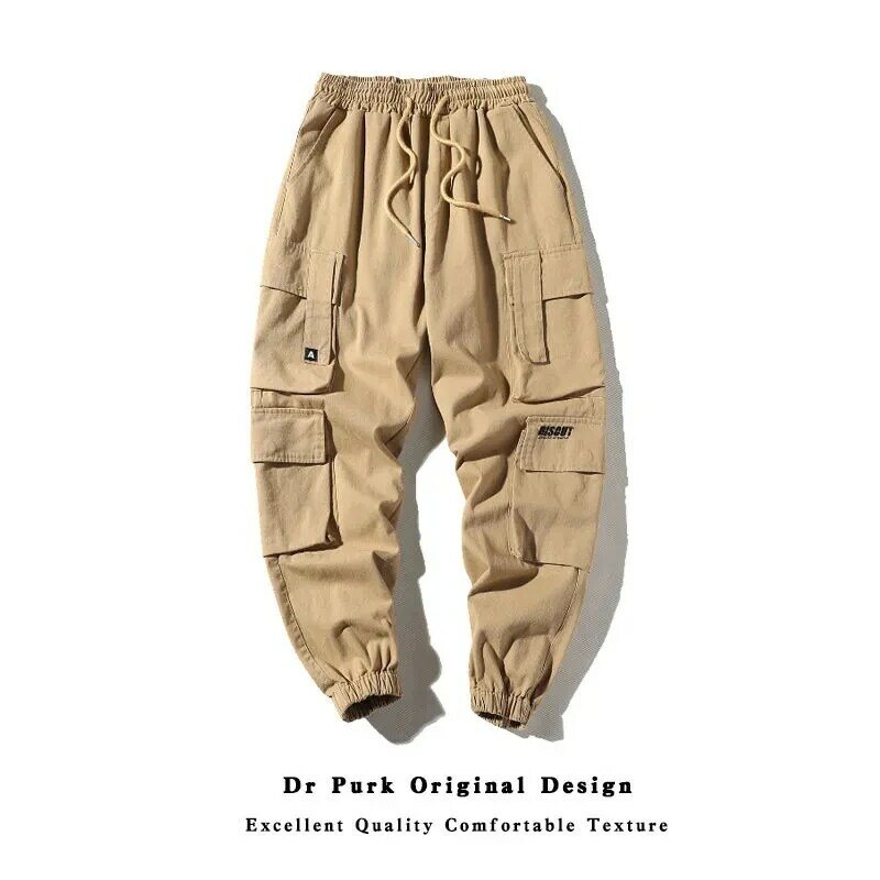 Брюки-карго мужские уличные, винтажные мешковатые штаны, повседневные Модные брюки в Корейском стиле для езды на мотоцикле, штаны с несколькими карманами