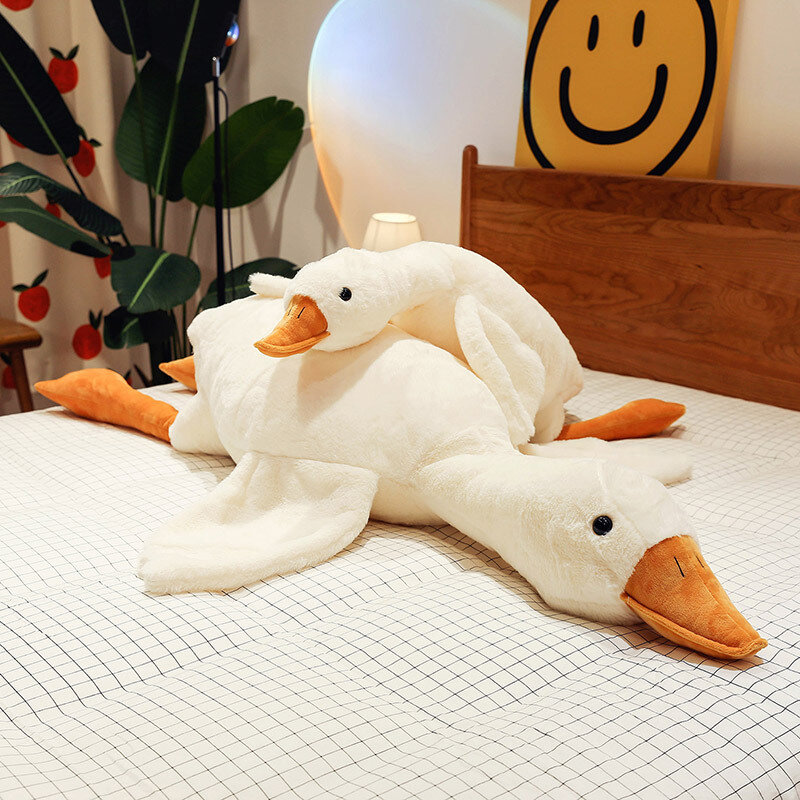 50-190cm słodka duży biały gęś pluszowa zabawka Kawaii ogromna kaczka poduszka do spania poduszka miękka wypchane zwierzę lalka na prezent urodzinowy dla dziewczynki