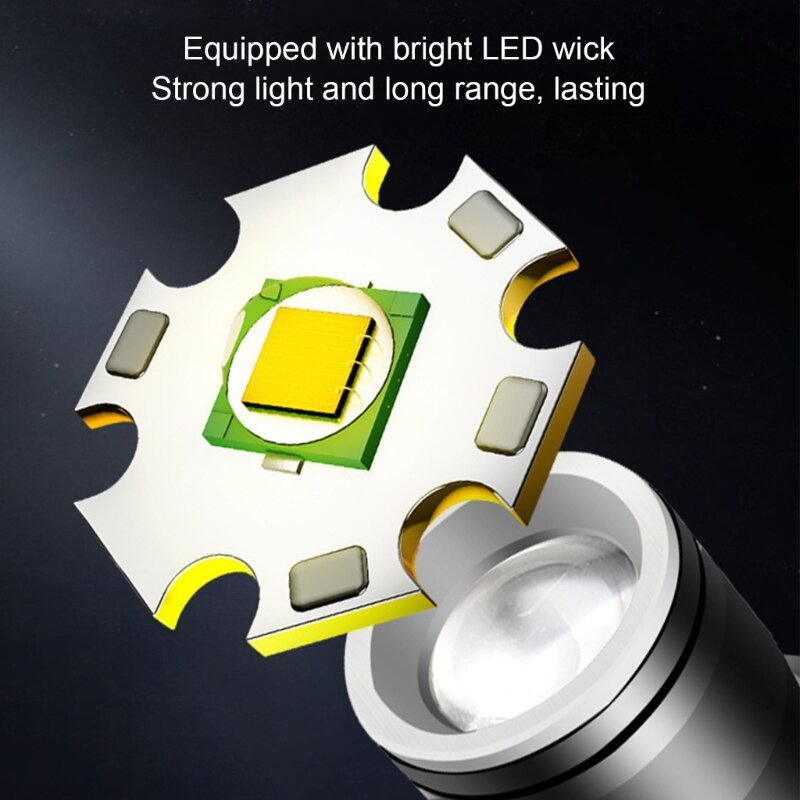 Torce in lega alluminio Luce forte ricaricabile Torcia a LED super luminosa Illuminazione per esterni Lampada autoprotetta a