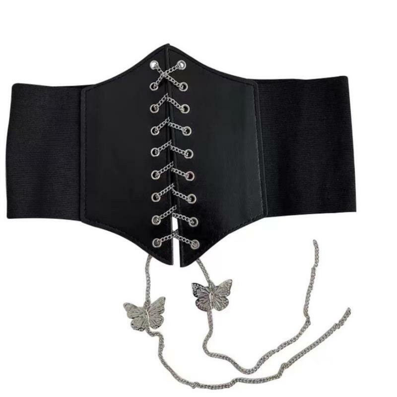 Donne Sexy corsetto sottoseno gotico farfalla catena curva Shaper cinturino dimagrante