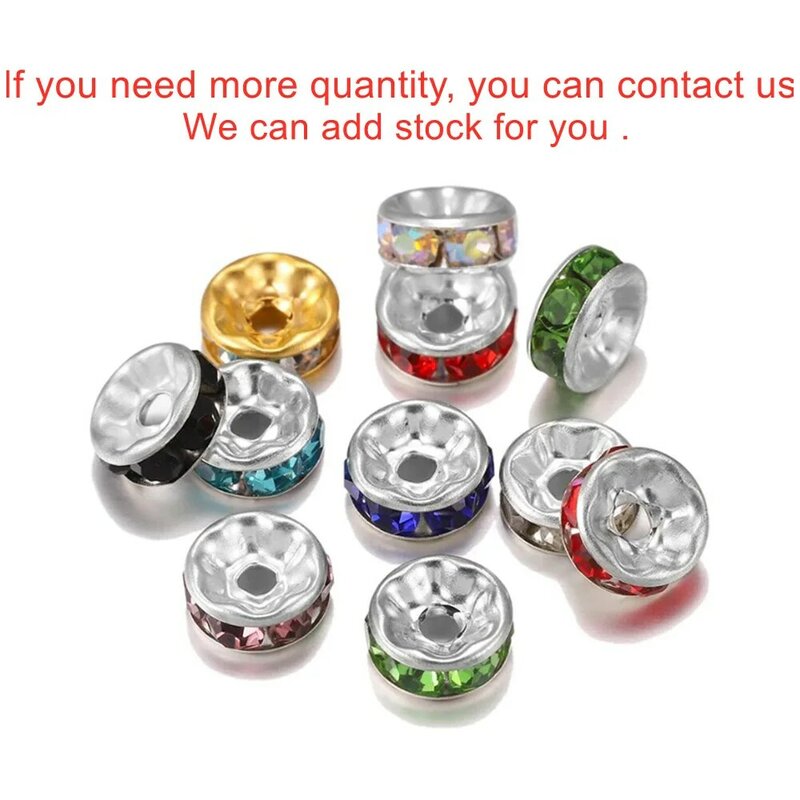 Rhinestone Rondelles Bead para Fazer Jóias DIY, Loose Spacer Beads, Cor do Ouro, Acessórios Suprimentos, Cristal, 4mm, 6mm, 8mm, 10mm, 50 Pcs, 100Pcs