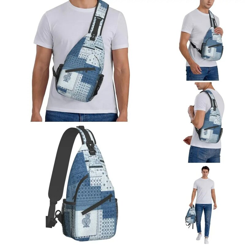 Mochila De tela vaquera con estampado de cachemir para exteriores, mochila cruzada para el pecho, mochila de hombro para senderismo, mochila de día