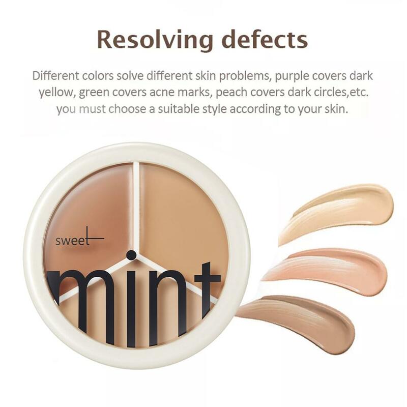 Dreifarbige Concealer-Palette befeuchten lang anhaltende Abdeckung dunkle Kreise Akne Poren Creme Schattierung Text marker Gesicht Make-up-Kosmetik