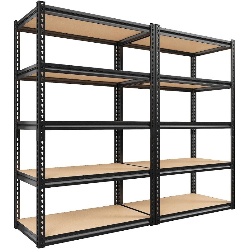 REIBII 72" H Heavy Duty Shelving Adjustable 5 Tier Metal Shelves 2000LBS for Warehouse Pantry Basement