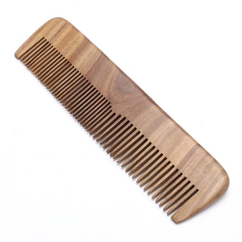 New Custom Logo Beard Comb Simple Long Tooth Green Sandalwood Men's  Pocket Size Comb for Face Beautify Fashion Birthday Present