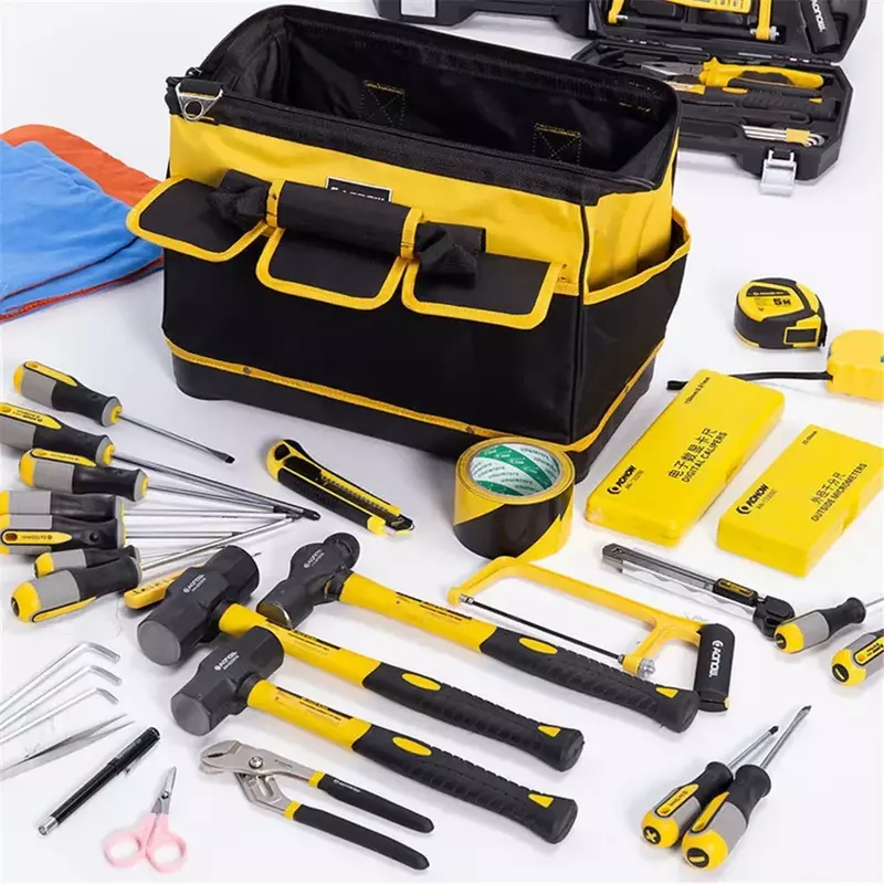 New Yellow 14/16/18/20in Tool Bag Heavy Duty Storage Box Electrician 1680D Oxford Waterproof Wear-Resistant Practical Convenient