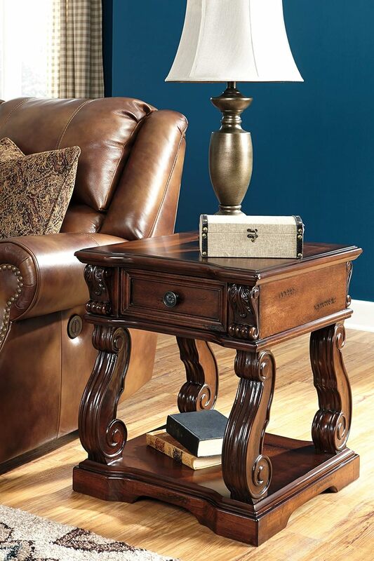 Alymere Traditional Square End Table, Hand-Finished with 1 Storage Drawer, Dark Brown