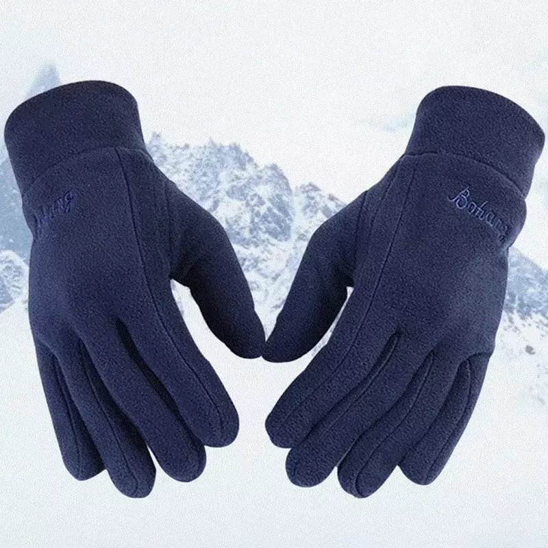 Sarung tangan ski musim dingin pria wanita, sarung tangan bulu Polar tahan angin olahraga luar ruangan tebal hangat termal dingin modis