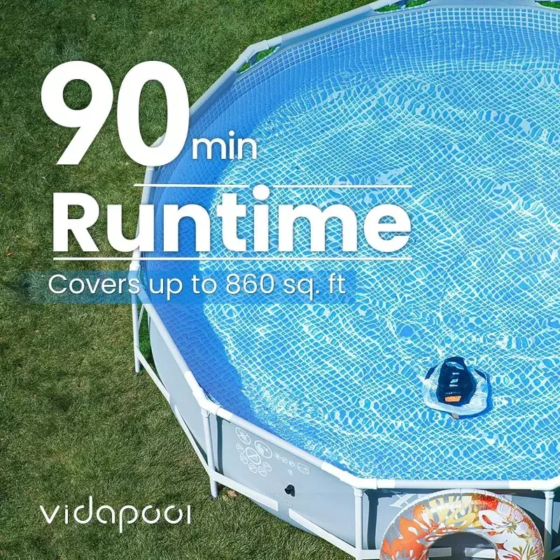 Aspirapolvere per piscina robotico senza fili Orca, pulizia automatica portatile della piscina con indicatore LED, fino a 861 piedi quadrati dura 90 minuti