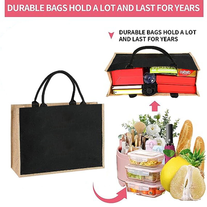 Bolso de compras de lino reutilizable para mujer, bolsa de mano de un hombro con estampado de margaritas para compras de comestibles
