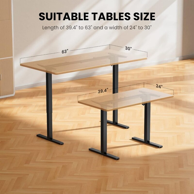 Electric Stand up Desk Frame Height Adjustable Table Legs Sit Stand Desk Frame Up to 47.2" Ergonomic Standing Desk Base