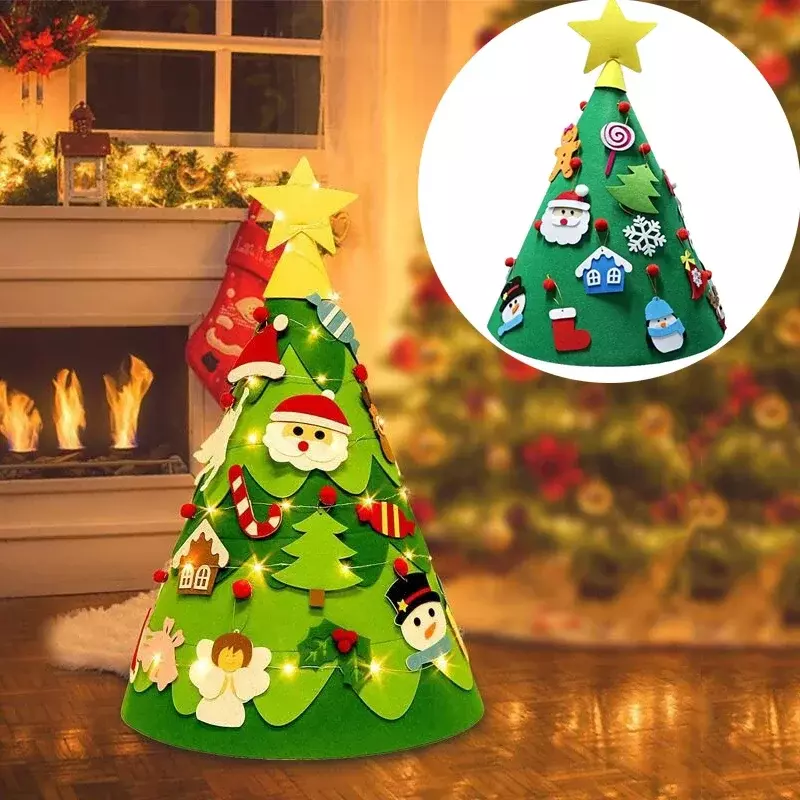 DIY Felt Christmas Tree Merry Christmas Decorations Home 2023 Cristmas Ornament Xmas Navidad Gifts Santa Claus New Year Kids Toy