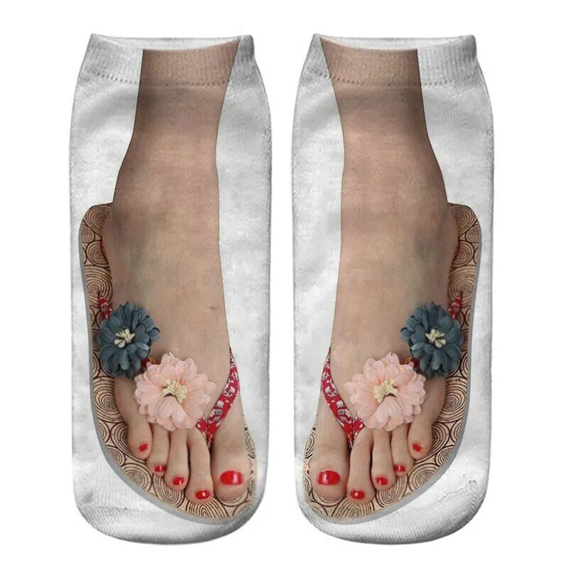 Socks Women Personalized Creativity 3D Print Slippers Series Cotton Socks Personalized Fun Original Funny Women's Socks Z101