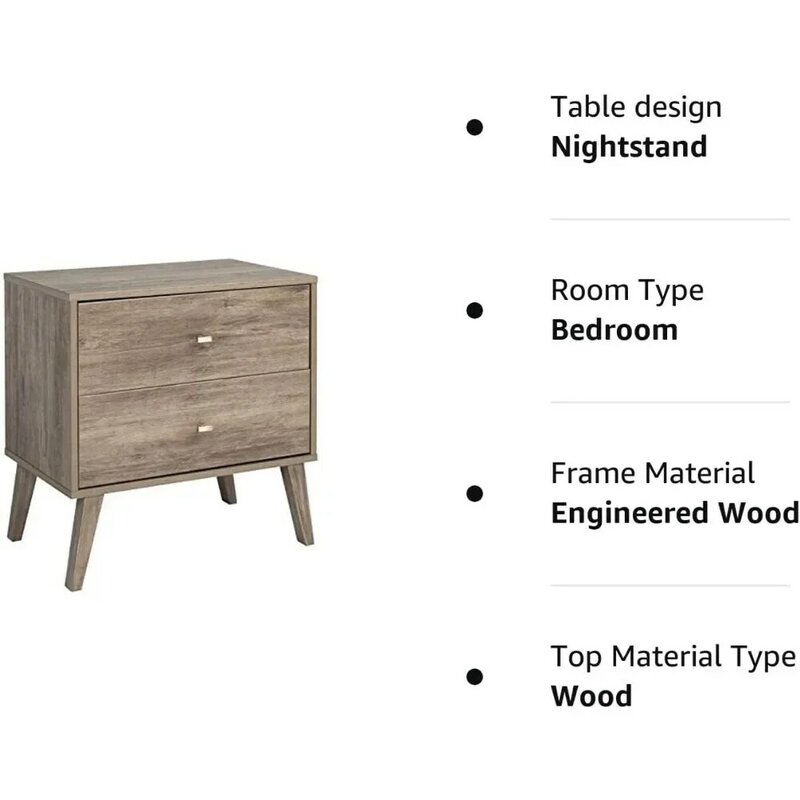 2-drawer Nightstand Nightstands Bedroom Furniture Black Bedside Table Bedside Tables for the Bedroom Home Mobile