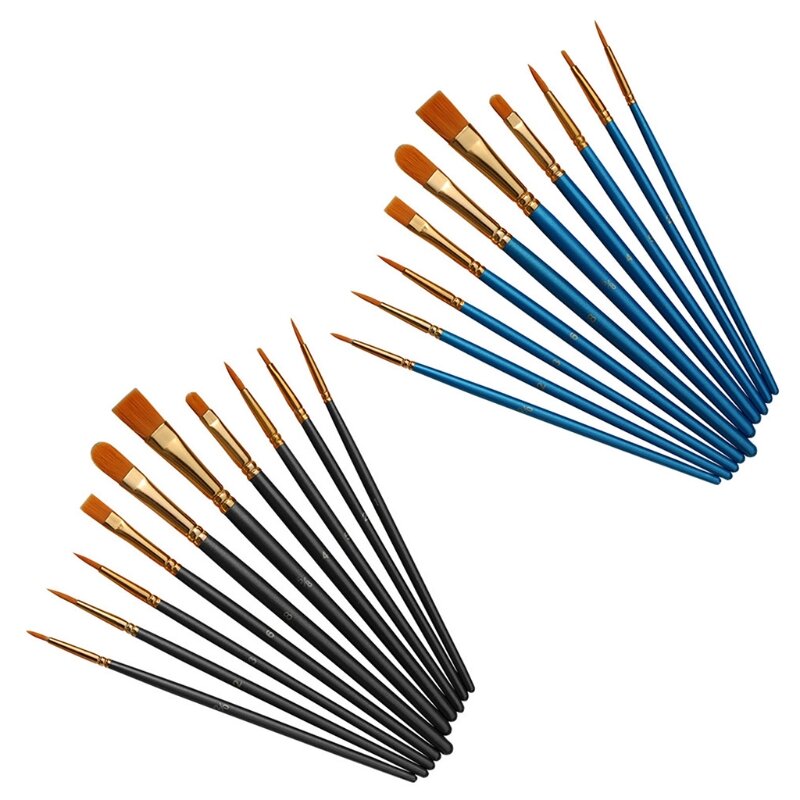 10 шт./компл. акварельные масляные акриловые кисти для художника нейлоновые кисти для рисования волос с деревянной ручкой