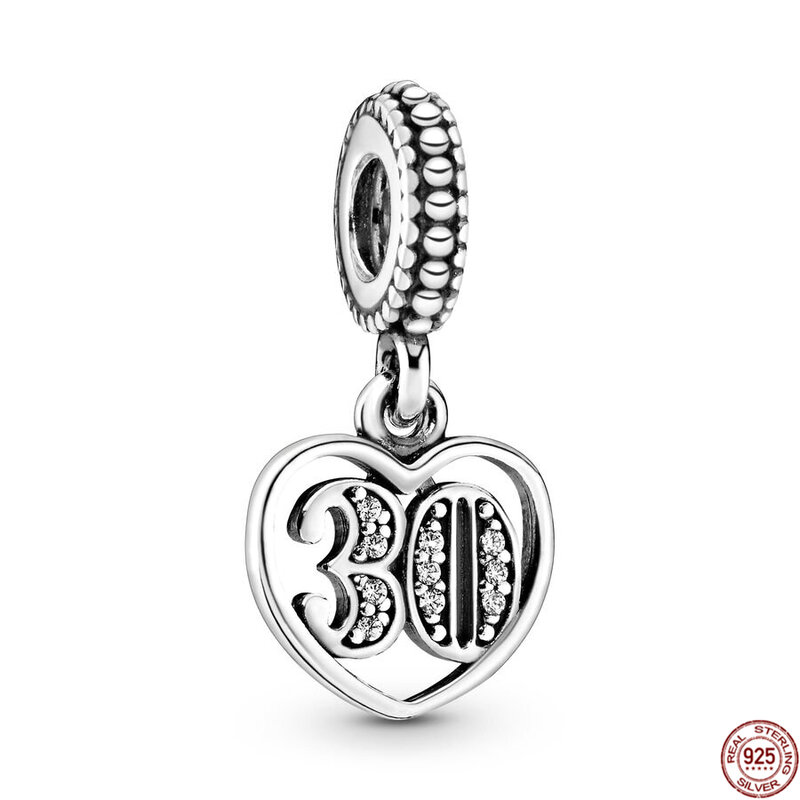 925 Sterling Silver 15th、16th、18th... Birthday Celebration Dangle Charm Beads Fit Original Pandora Bracelet Fashion Jewelry Gift