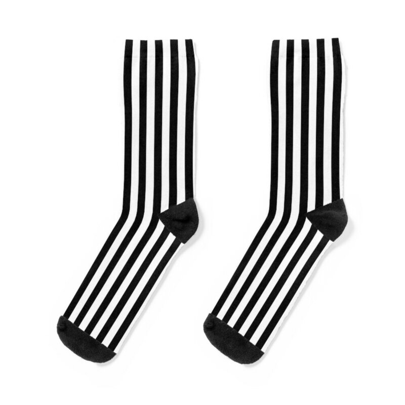 Chaussettes de football coordonnantes pour hommes et femmes, rayures verticales de base, noir et blanc