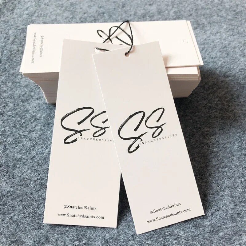 Folha branca personalizada roupas pendurar Tags, Swing Label mão, Produto personalizado
