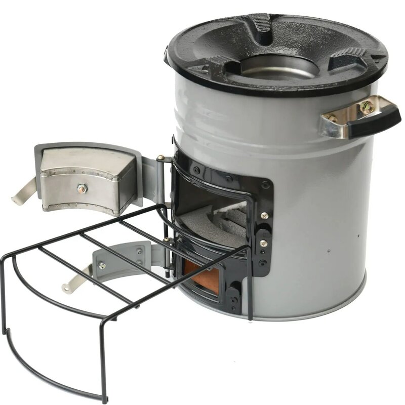 Two doors wood and charcoal stove camping stove