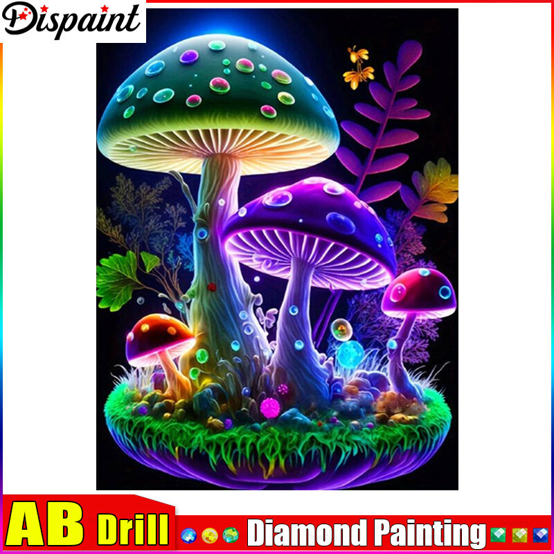 Dispaint AB trapano completo pittura diamante "funghi colorati" immagine fai da te di strass 5D diamante ricamo punto croce Decor