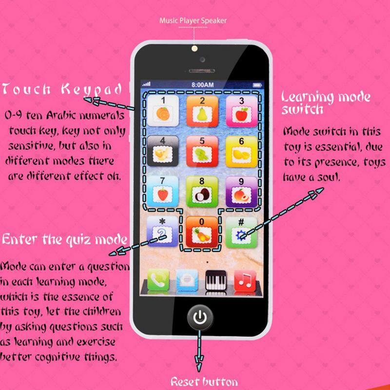 Baby Simulation Cell Phone Toy with Lights and Music Fake Touch Screen Mobile Phone Model Early Educational Toys for Toddlers