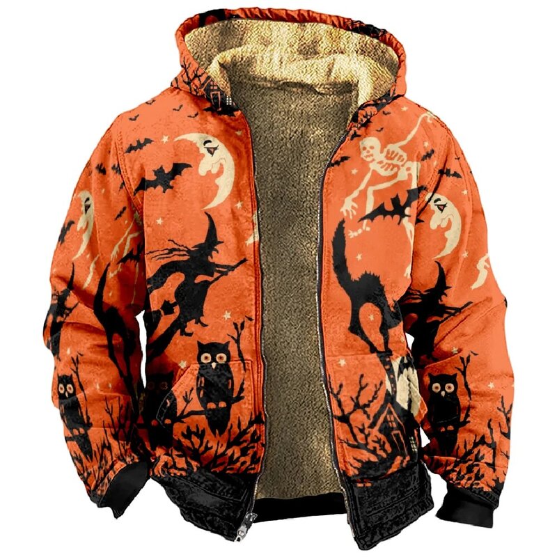 Halloween Hoodie Men Women Zipper Sweatshirt 2023 New Long Sleeve Stand Collar Y2K Fashion Clothes