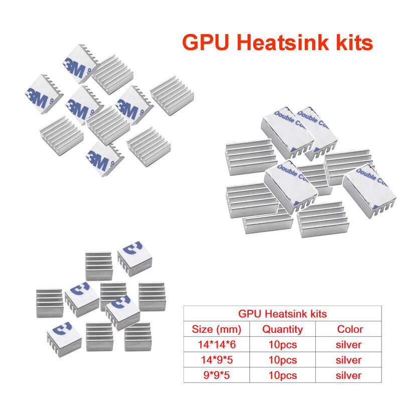 อลูมิเนียมฮีทซิงค์หม้อน้ำ Heat Sink Cooling สำหรับอิเล็กทรอนิกส์ชิป IC 3D เครื่องพิมพ์ Raspberry PI กับความร้อนเทป