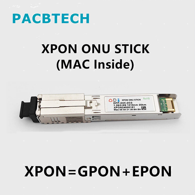 Xpon Stick for Router, 1.25G, 2.5G, XPON Stick, SFP ONU with MAC SC Connector, PON STICK, EPON GPON XPON SFP ONU Stick MAC PPPoE