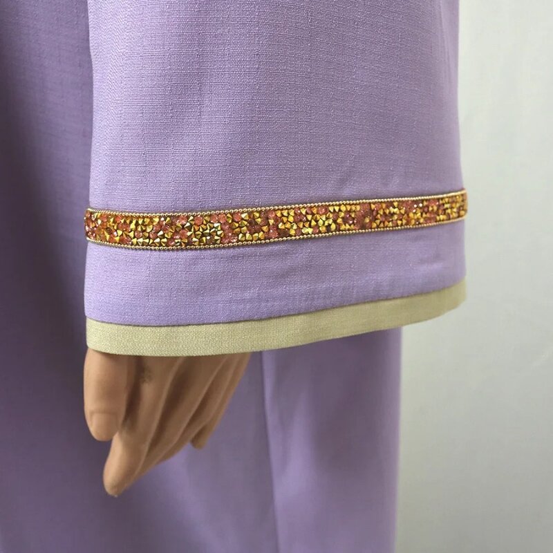 Vestido muçulmano com fita de diamante para mulheres, Dubai Kaftan, roupinha grande solta, Abayas do Oriente Médio, vestido muçulmano feminino, Jalabiya
