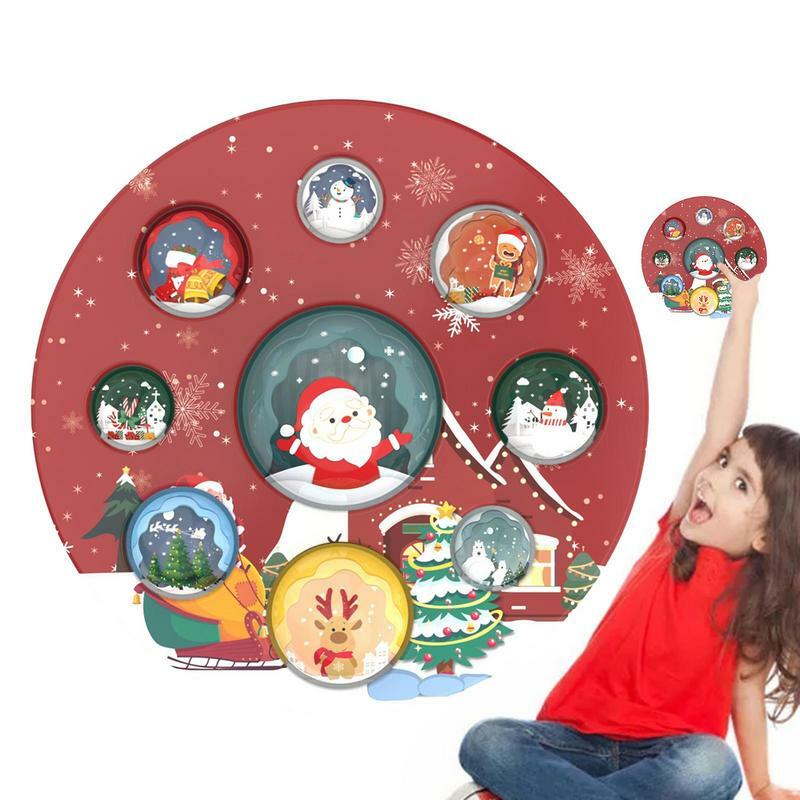 Mainan sensorik Fidget Pop sederhana Natal mainan pereda stres gantungan kunci permainan gelembung dorong untuk anak-anak hadiah ulang tahun Natal