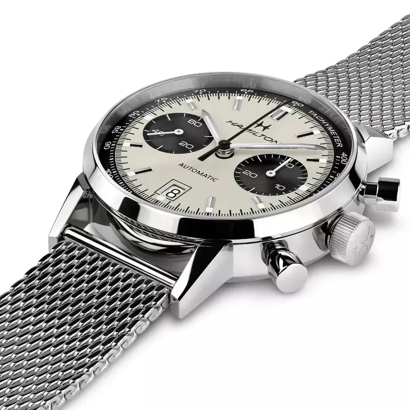 Jam tangan mewah Pria Hamilton, jam tangan kulit Fashion ultra-tipis klasik multifungsi sabuk jala Stainless Steel kronograf