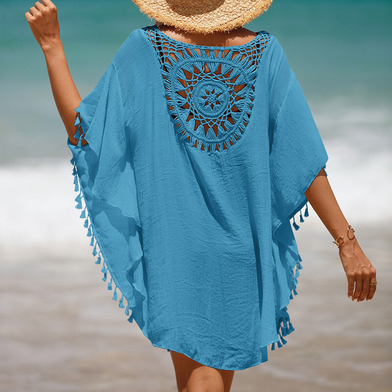 Falda de playa con borlas pequeñas para mujer, protector solar, corta y Sexy, para verano, 2024