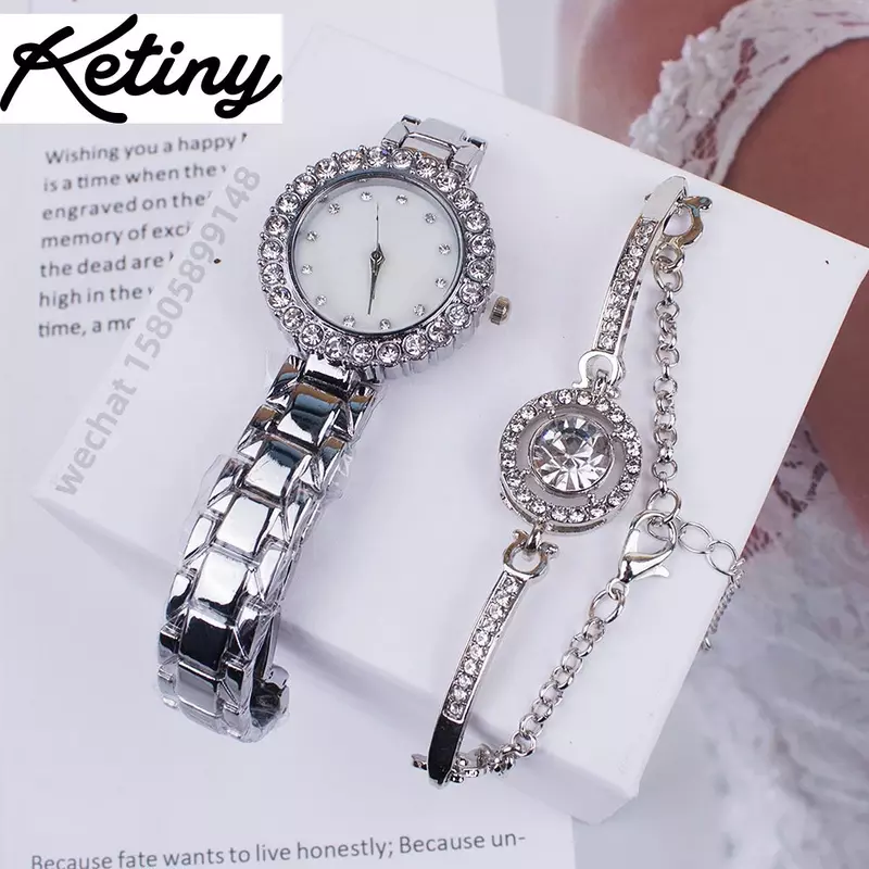 Ketiny-Conjunto de Relógio de Duas Peças para Mulheres, Relógios para Senhoras, Presente de Mesa, Luxo, Venda