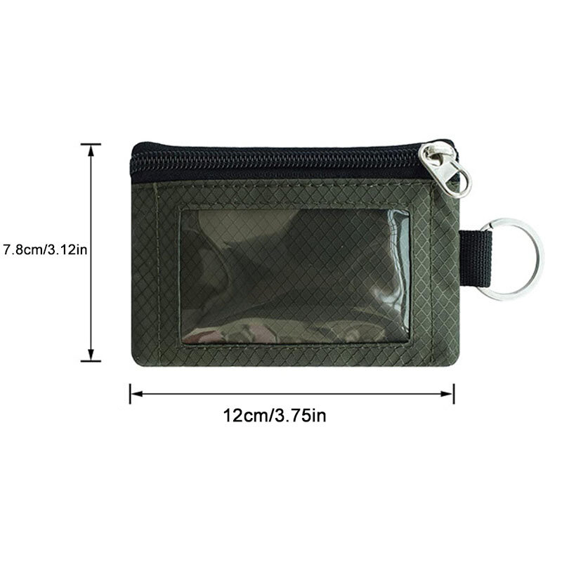Gebwolf RFID Blocking portafoglio piccolo con custodia con cerniera impermeabile per finestra ID con portachiavi con cordino per carte portamonete in contanti