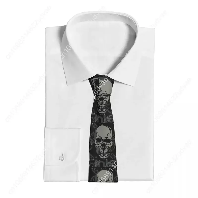 Corbata delgada de calavera y esqueleto de pescado para hombres, accesorios de punta de flecha casuales, corbata Formal de fiesta simple