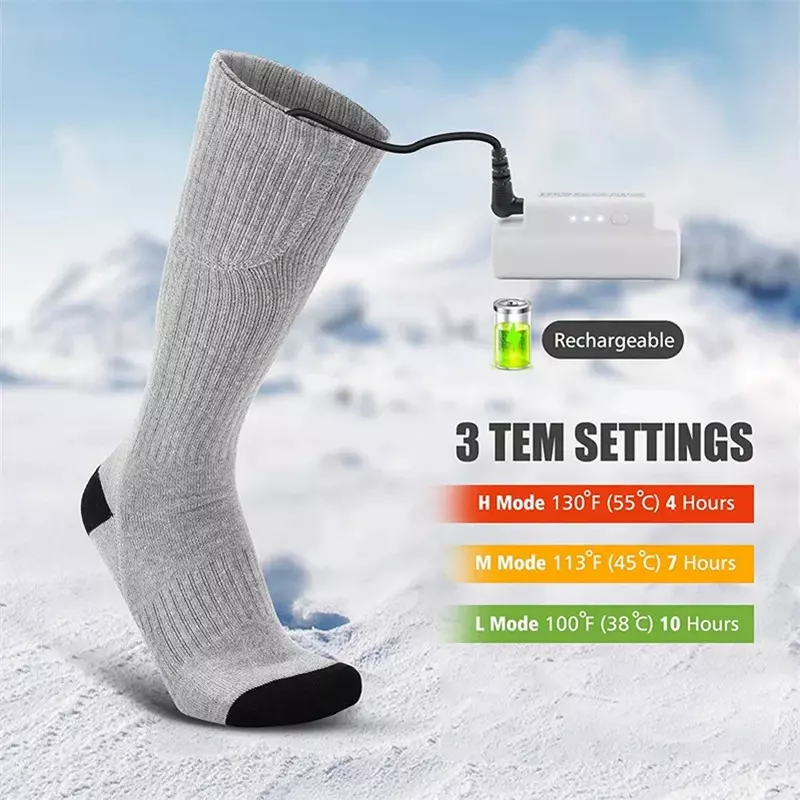 Chaussettes thermiques électriques pour hommes et femmes, chauffe-pieds chauffants, chaussettes chaudes, motoneige, ski métropolitain, hiver, 4000mAh