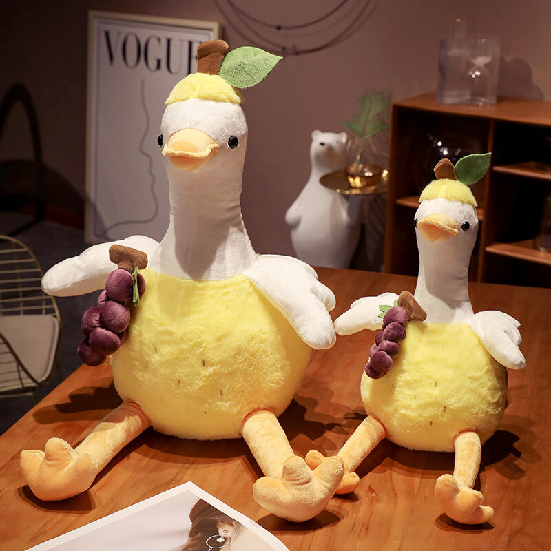 Mainan mewah keledai pisang lucu kreatif boneka hewan lucu pir bebek anggur boneka mewah Kawaii lembut bantal sofa hadiah anak-anak