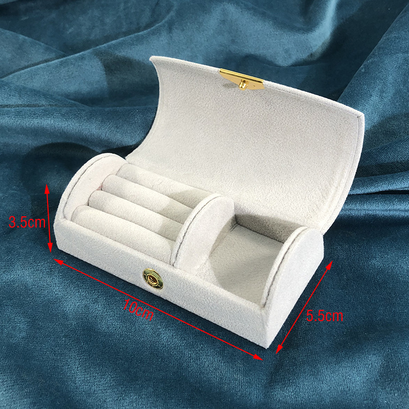 Velvet Arched Jewelry Box Travel Jewelry Organizer Display Leather Hasp Jewelry Storage Case For Dressing Table Office Desk