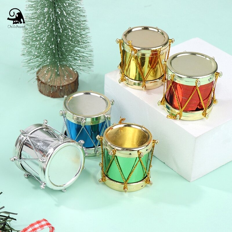 Dollhouse Miniature Drum Ornamento, Instrumento Musical, Decoração do Natal, Living Scene, Toy Model, Acessórios, 1:12