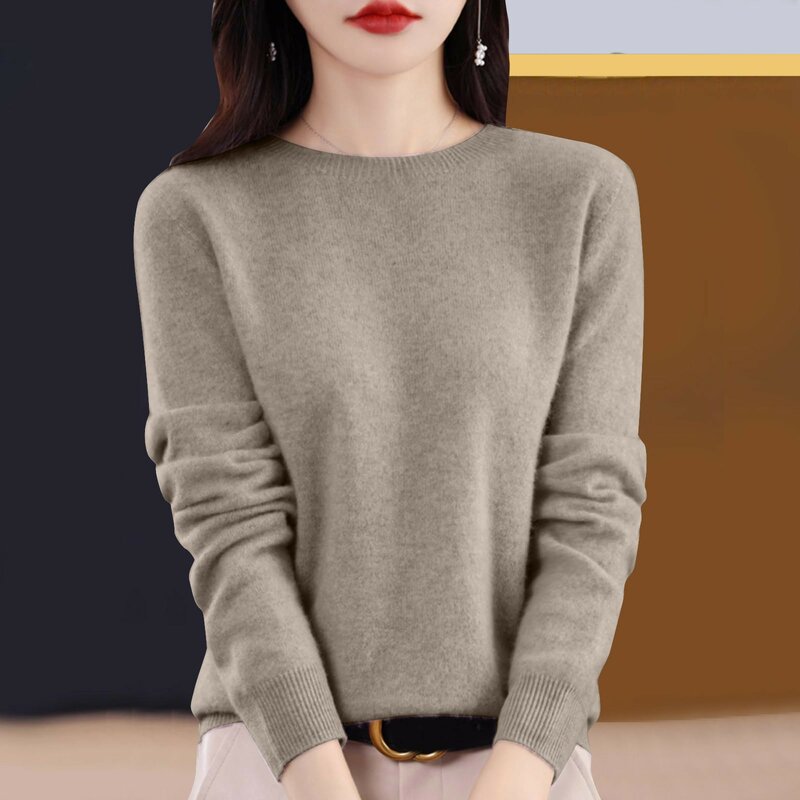 Autumn and Winter New Round Neck Thermal Tops Women's Pullover Knitwear Solid Color Long Sleeved Casual Women's Bottoming Shirts