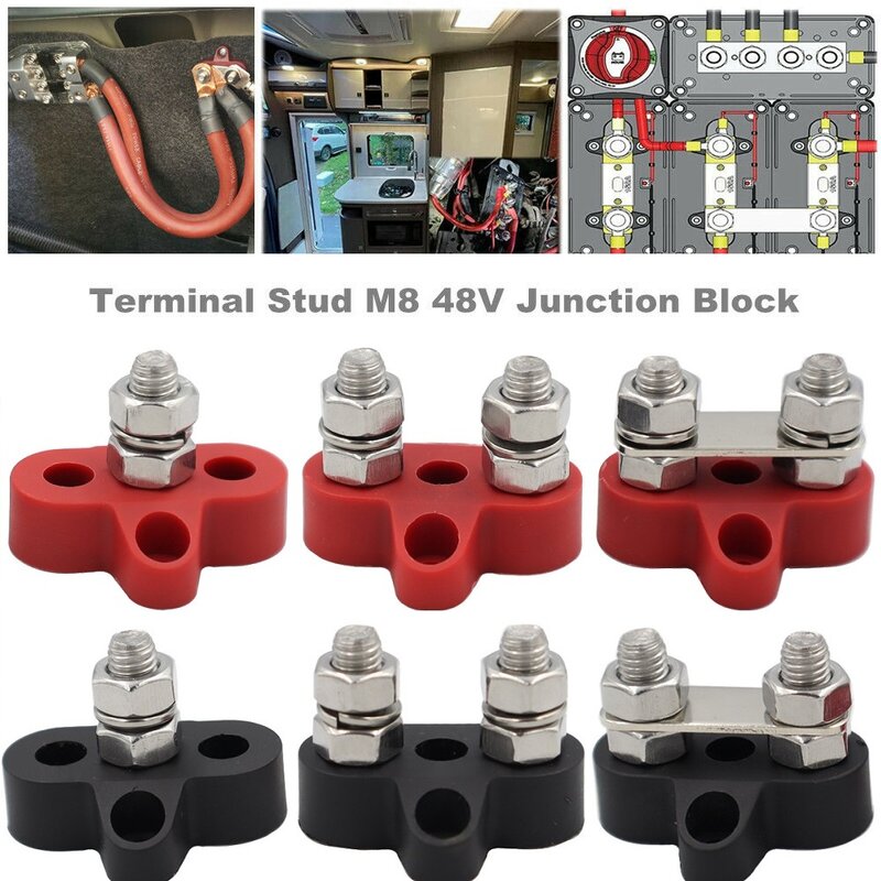 Dc 48V Rail Power Terminal Stud M6/M8 Junction Block Bus Bar Power Distributie Post Voor Boot Rv jacht Truck Retrofit Tool