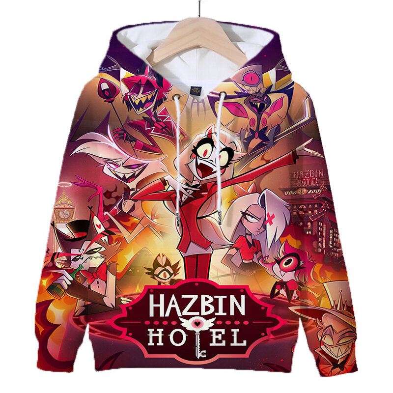 Cartoon Hazbin Hoodies for Boys Girls Teenager Streetwear Children 3D Print Hotel Hoodie Sweatshirt Kids Pullover Tops Sudaderas