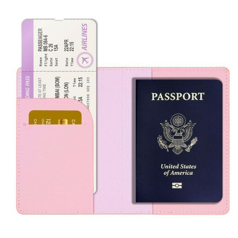 Fashion Lover Couple Passport Cover Organizer Stamping Simple Plane Women Men Travel Passport Covers Holder Wallet Wedding Gift