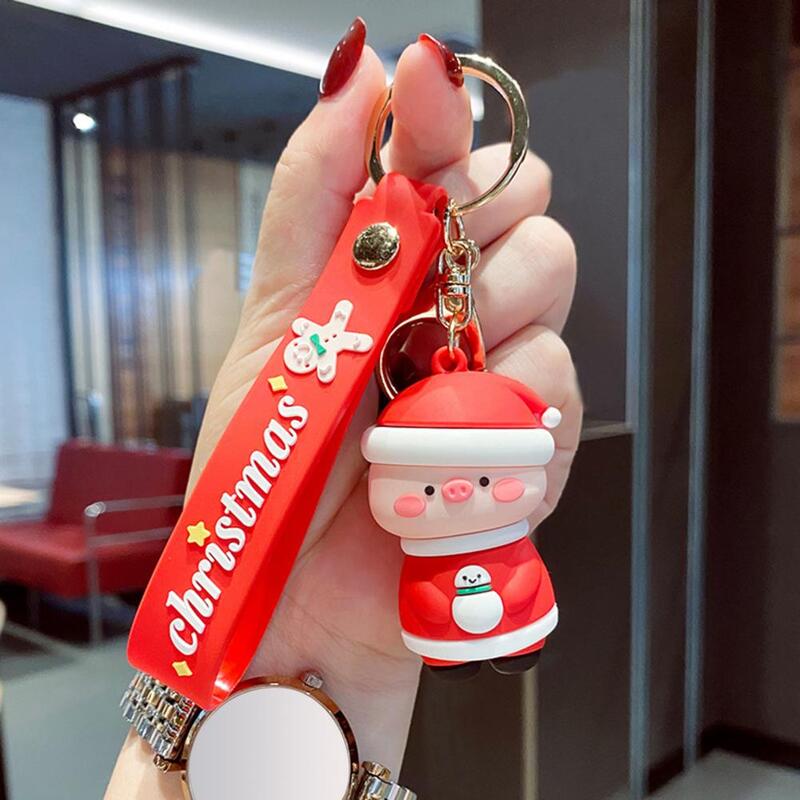 Comfortable  Novel Cute Christmas Keychain Keyring Flexible Key Ring Portable   for Friends