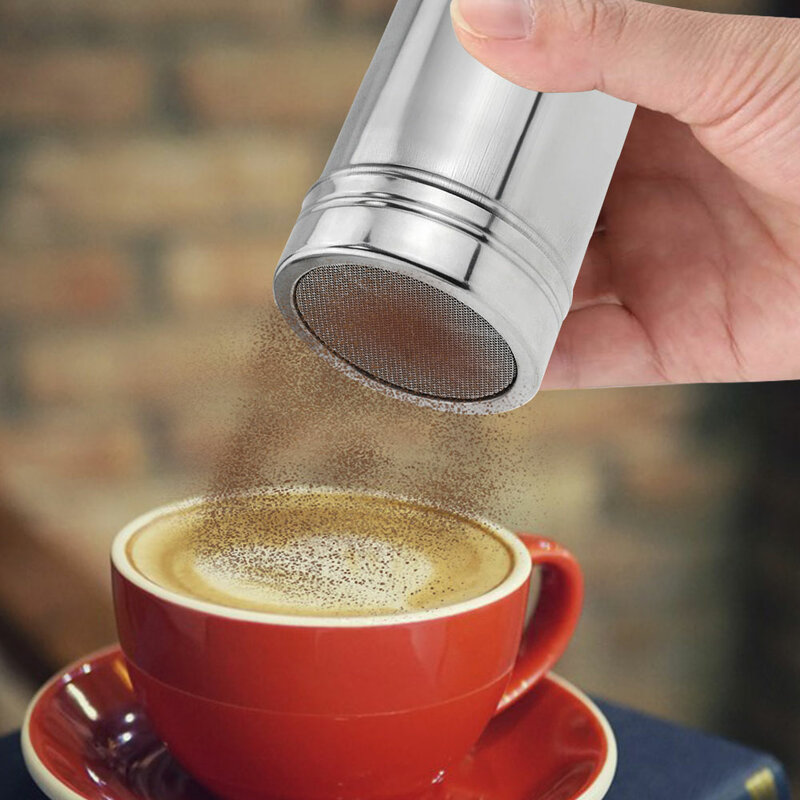 Shaker à café en acier inoxydable poudreuse cacao chocolat en poudre sucre tamis filtre sprinkler avec couvercle outils de cuisson