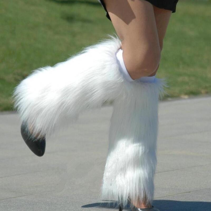 Ocieplacze na nogi ze sztucznego futra królika japońskie JK jednolity ocieplacze na nogi koreańskie Lolita futrzane osłony na buty Harajuku rozgrzewające stopy