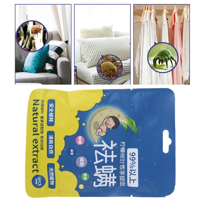 3 bags/pacco polvere di acari a base di erbe naturali per uso domestico pacchetto di rimozione di acari per insetti in gravidanza sicuro per il cuscino Dropship